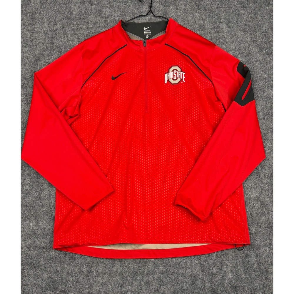 Nike Ohio State Buckeyes Mens XL Red Quarter Zip Pullover Training Top Jacket